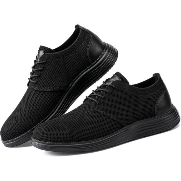⚡VILOCY Men's All Black Fashion Business Comfortable Breathable Dress Sneaker - Picture 8 of 9